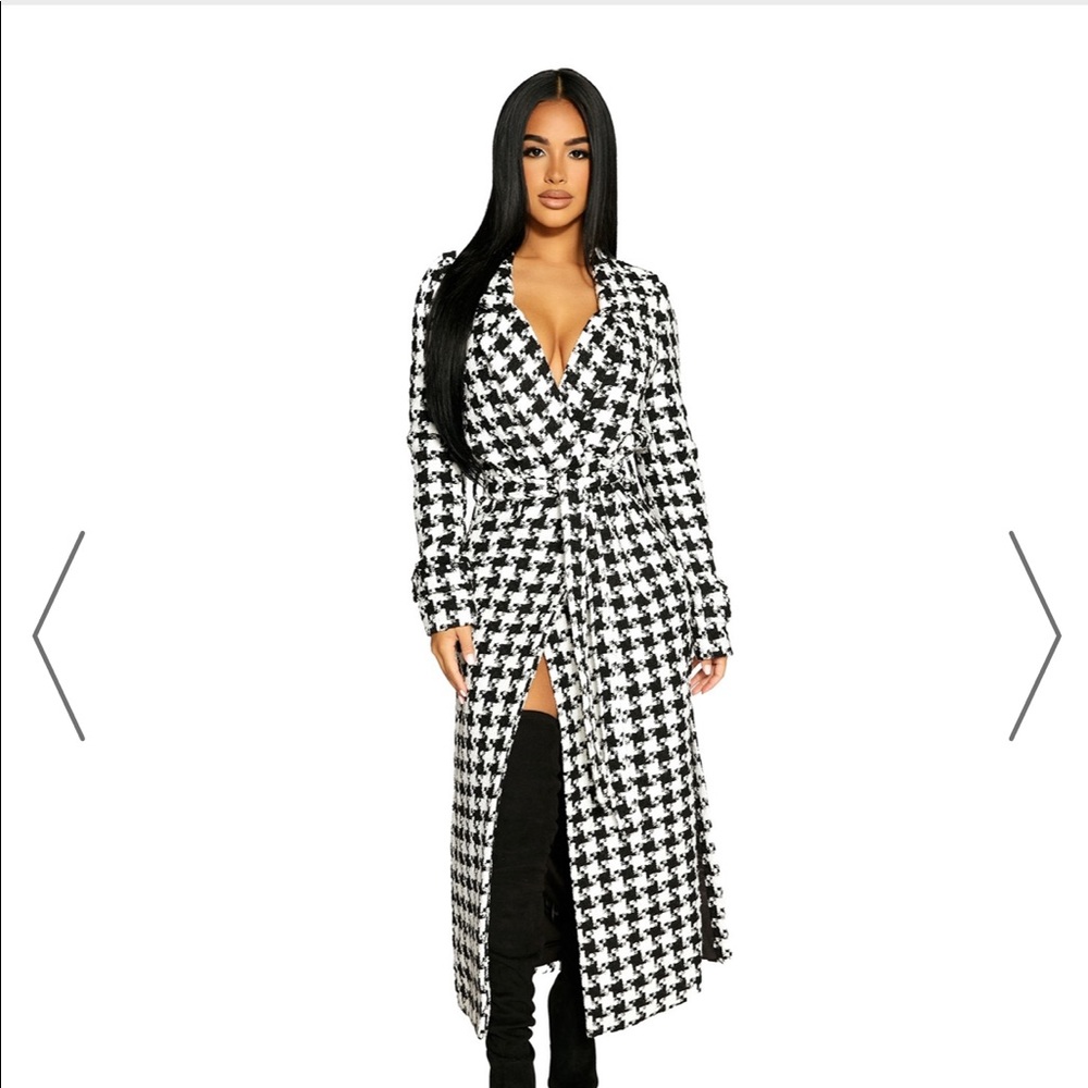 Naked Wardrobe Houndstooth set ( coat and skirt set)